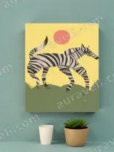 Illustrated Zebra Canvas Wall Art for Living Room Home Decor