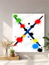 Colorful Splatter Crossed Blue Lines Canvas Wall Art for Living Room Decor – вид 4
