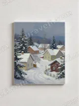 Snowy Winter Village Canvas Wall Art for Living Room Bedroom Home Decor – view 2