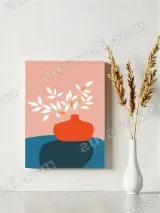 Minimalist Red Vase with White Leaves Canvas Wall Art for Home Decor – view 4