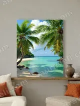 Tropical Beach Palm Tree Canvas Wall Art for Living Room Bedroom Home Decor