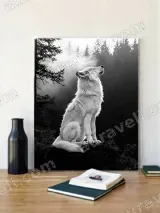 White Wolf Black & White Forest Canvas Wall Art for Home Decor