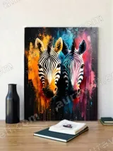 Colorful Zebra Abstract Canvas Wall Art for Living Room Home Decor – вид 2
