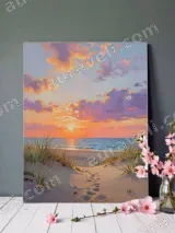 Beach Sunset Coastal Canvas Wall Art for Living Room Bedroom Home Decor