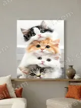 Cute Stacked Kittens Canvas Wall Art for Living Room Home Decor – вид 4