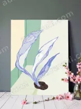 Abstract Blue Botanical Canvas Wall Art for Living Room Bedroom Home Decor – вид 3