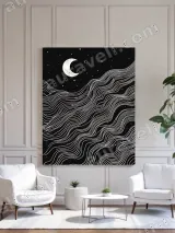 Abstract Moon Stars & Waves Canvas Wall Art for Bedroom Living Room Home Decor – view 3