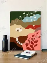 Abstract Woman & Floral Canvas Wall Art for Living Room Home Decor