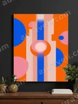 Abstract Geometric Circles & Stripes Canvas Wall Art for Living Room Home Decor