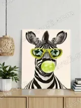 Playful Zebra with Sunglasses & Bubble Gum Canvas Wall Art for Home Decor – view 4