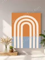 Terracotta Blue Geometric Arch Canvas Wall Art for Living Room Decor – view 4