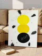Abstract Black Yellow Circles Canvas Wall Art for Home Decor – вид 5