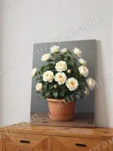 Cream Rose Potted Canvas Wall Art for Living Room Home Decor – view 4