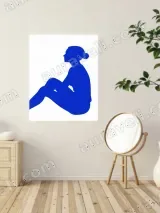 Minimalist Blue Woman Silhouette Canvas Print for Living Room Decor – view 2