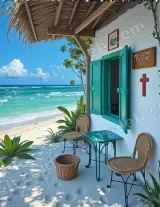 Tropical Beach Cottage Porch Canvas Wall Art for Coastal Home Decor wall art print