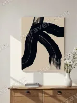 Minimalist Abstract Black Brushstroke Canvas Print - Living Room Decor – view 2