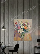 Colorful Floral Bouquet Canvas Wall Art for Living Room Home Decor – view 3