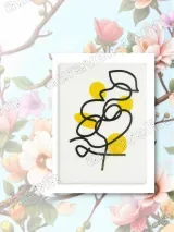 Abstract Line Art with Yellow Dots Canvas Wall Art for Living Room Home Decor – view 2