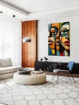 Pop Art Geometric Faces Collage Canvas Wall Art for Living Room Home Decor – view 5