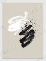 Abstract Black & White Brushstroke Canvas Wall Art for Living Room Home Decor – view 3