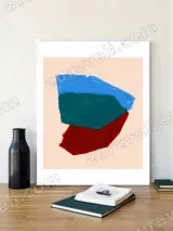 Abstract Blue Teal Red Color Block Canvas Wall Art for Home Decor – view 2