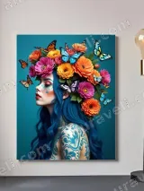 Bohemian Floral Butterfly Woman Canvas Wall Art for Home Decor – view 2