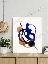 Abstract Blue & Orange Shapes Canvas Wall Art for Living Room Home Decor – view 2