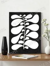 Black & White Abstract Leaf Canvas Wall Art for Living Room Home Decor