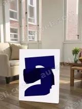 Abstract Navy Blue Geometric Wall Art for Living Room Decor – view 2