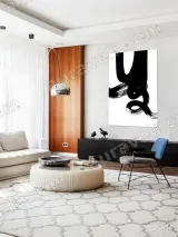 Abstract Black White Brushstroke Canvas Wall Art for Living Room Home Decor – view 5