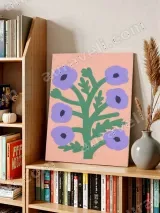 Minimalist Purple Floral Canvas Wall Art for Living Room Home Decor – view 4