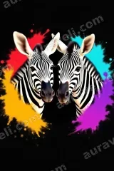 Colorful Zebra Duo Canvas Wall Art for Living Room Home Decor wall art print
