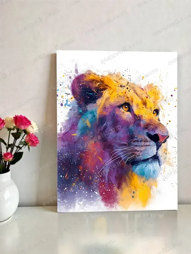 Colorful Lion Abstract Canvas Wall Art for Living Room Home Decor — art print