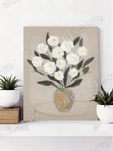 White Floral Vase Canvas Wall Art for Living Room Bedroom Home Decor