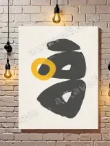 Abstract Black & Yellow Circle Canvas Wall Art for Living Room Home Decor