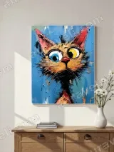Colorful Abstract Cat Canvas Wall Art for Living Room Home Decor – view 2