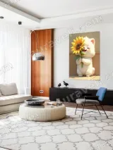 Cute White Cat Sunflower Canvas Wall Art for Living Room Home Decor – вид 4
