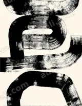 Abstract Black Brushstroke Canvas Wall Art for Living Room framed modern home decor