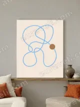 Abstract Blue Line & Brown Dot Canvas Wall Art for Living Room Home Decor – вид 2