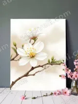 White Floral Blossom Canvas Wall Art for Bedroom & Living Room Decor