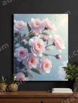 Pink Camellia Canvas Wall Art for Bedroom Living Room Decor