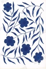Navy Blue Floral Botanical Canvas Wall Art for Home framed modern decor