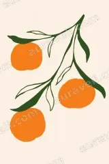 Minimalist Orange Branch Canvas Wall Art for Living Room framed modern home decor