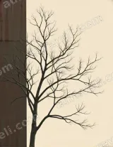 Minimalist Bare Tree Canvas Wall Art for Living Room framed modern home decor