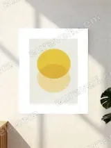 Abstract Geometric Yellow Circles Wall Art for Living Room Home Decor
