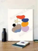 Abstract Beach Pebbles & Starfish Canvas Wall Art for Home Decor