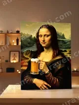 Mona Lisa with Beer Mug Canvas Wall Art for Living Room Home Decor – вид 3