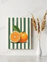 Sliced & Whole Orange Canvas Wall Art with Green Stripes for Home Decor – вид 4