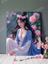 Elegant Asian Lady Floral Canvas Wall Art for Bedroom Home Decor – view 3