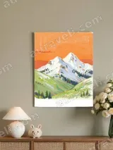 Colorful Snowy Mountain Valley Canvas Wall Art for Home Decor – вид 4